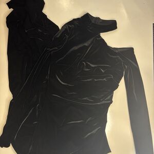 Xscape Shoulder Cutout Long Sleeve Velvet Maxi Dress Size 8 Ruched Whimsigoth